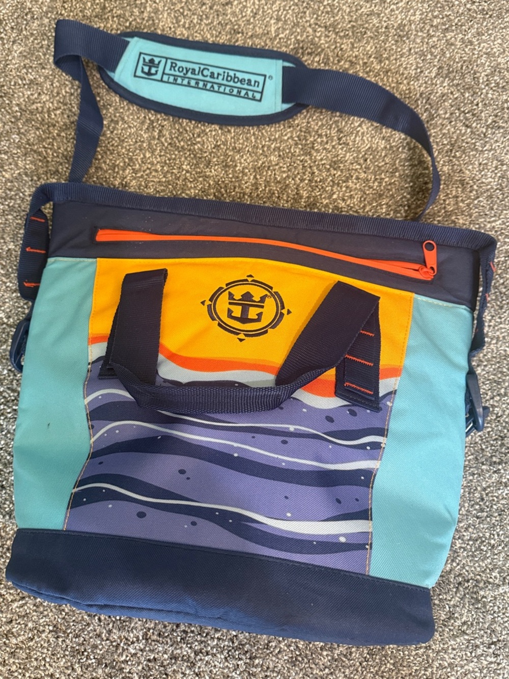Caribbean Teal, Navy & Orange Cooler Bag